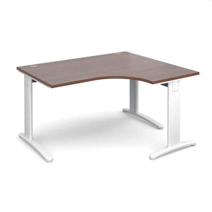 TR10 deluxe right hand ergonomic corner desk Desking Dams Walnut White 1400mm x 1200mm
