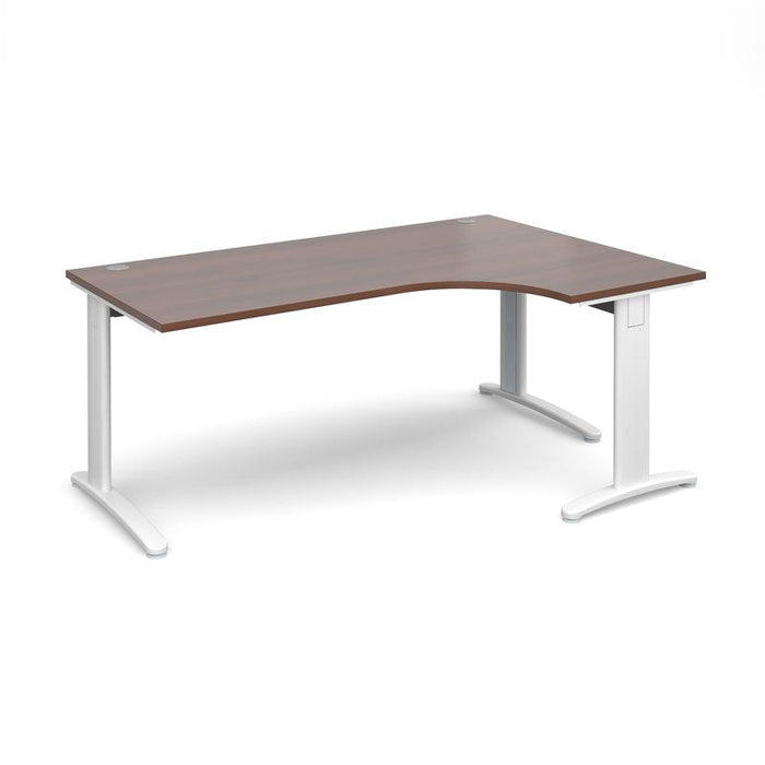 TR10 deluxe right hand ergonomic corner desk Desking Dams Walnut White 1800mm x 1200mm