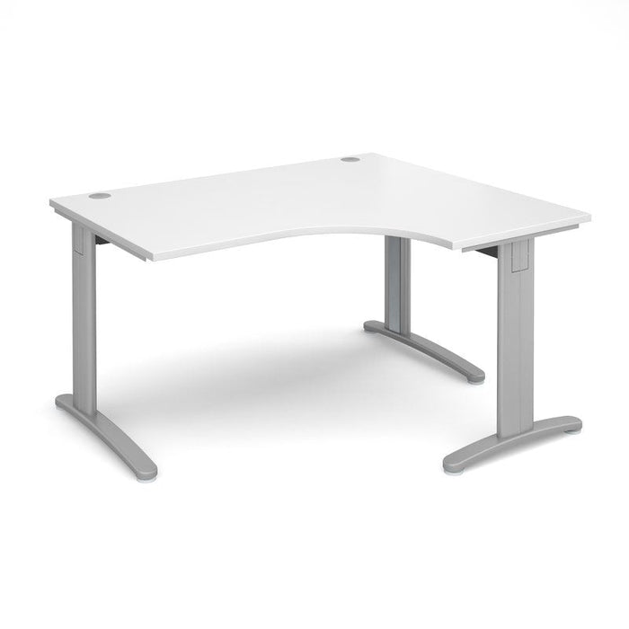 TR10 deluxe right hand ergonomic corner desk Desking Dams White Silver 1400mm x 1200mm
