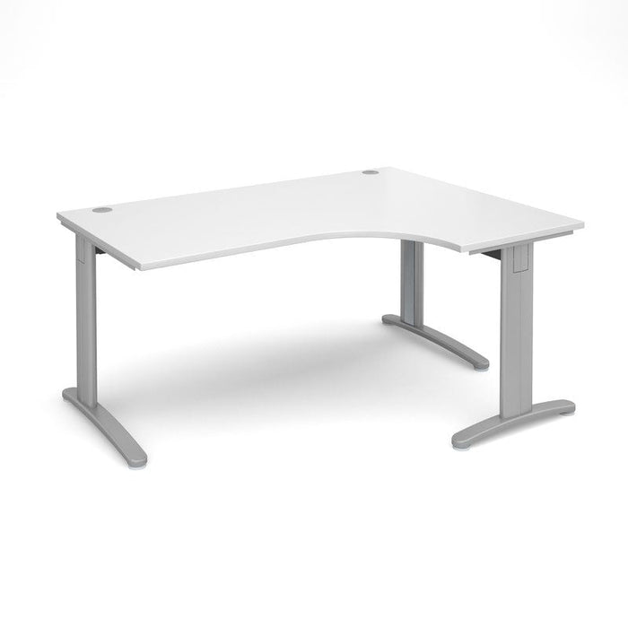 TR10 deluxe right hand ergonomic corner desk Desking Dams White Silver 1600mm x 1200mm