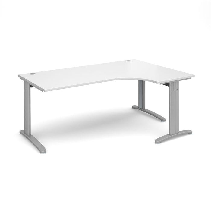 TR10 deluxe right hand ergonomic corner desk Desking Dams White Silver 1800mm x 1200mm