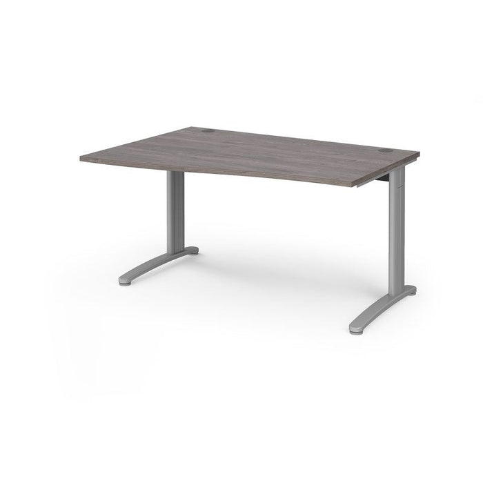 TR10 left hand wave office desk Desking Dams Grey Oak Silver 1400mm x 990mm