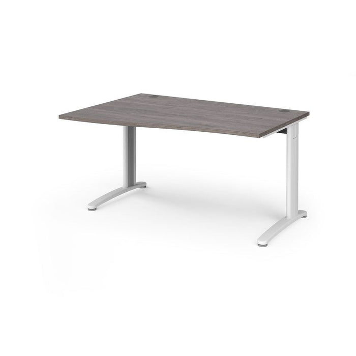 TR10 left hand wave office desk Desking Dams Grey Oak White 1400mm x 990mm