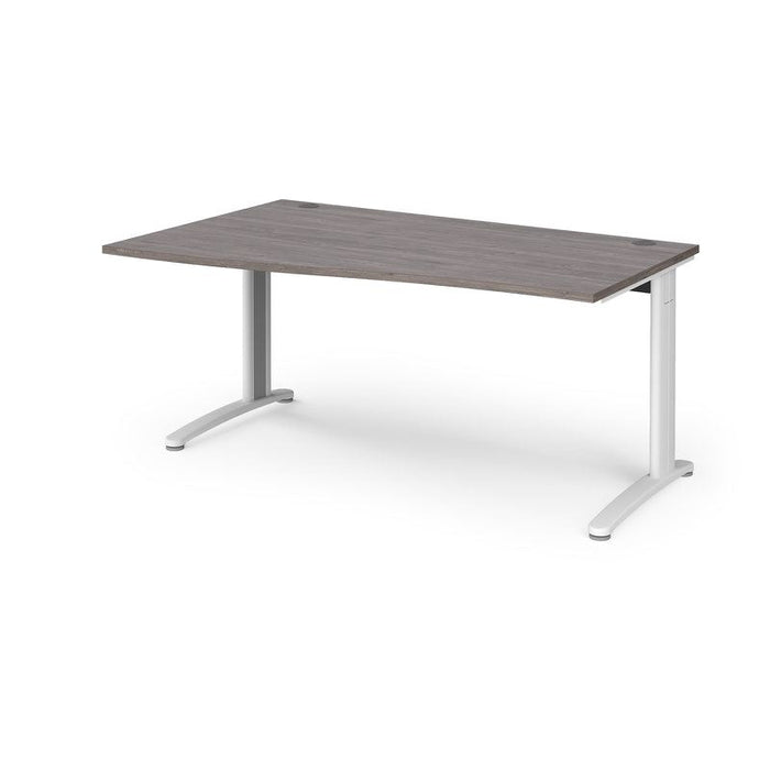TR10 left hand wave office desk Desking Dams Grey Oak White 1600mm x 990mm
