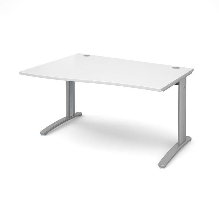 TR10 left hand wave office desk Desking Dams White Silver 1400mm x 990mm
