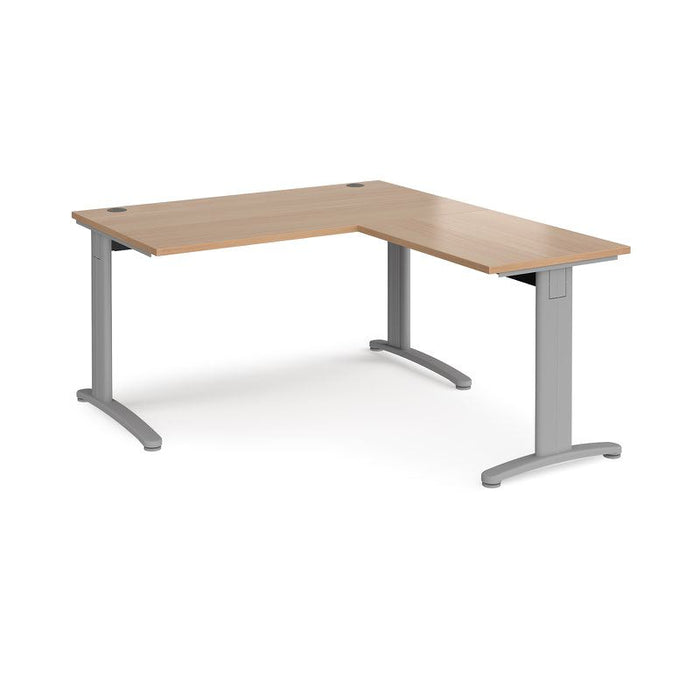 TR10 rectangular office desk with 800mm return desk Desking Dams Beech Silver 1400mm x 1600mm