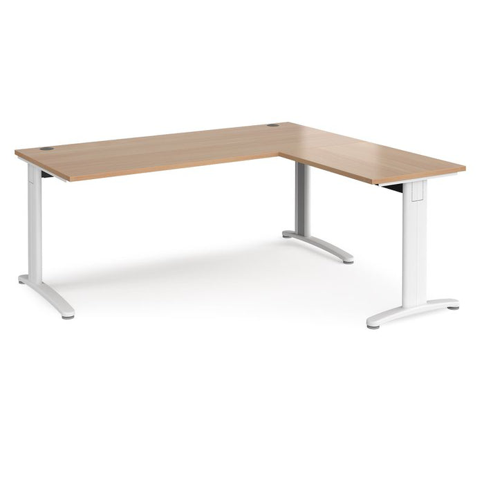 TR10 rectangular office desk with 800mm return desk Desking Dams Beech White 1800mm x 1600mm