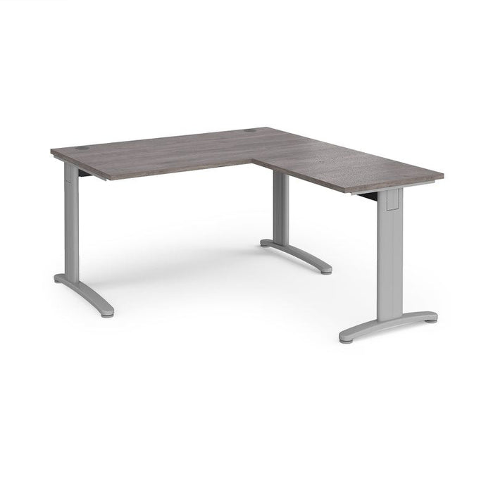 TR10 rectangular office desk with 800mm return desk Desking Dams Grey Oak Silver 1400mm x 1600mm