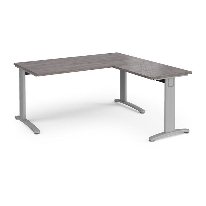 TR10 rectangular office desk with 800mm return desk Desking Dams Grey Oak Silver 1600mm x 1600mm