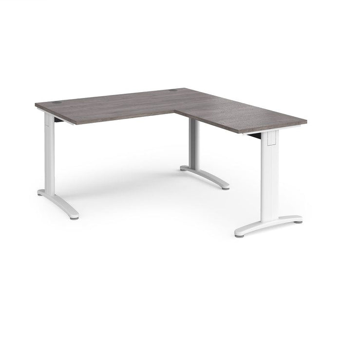 TR10 rectangular office desk with 800mm return desk Desking Dams Grey Oak White 1400mm x 1600mm