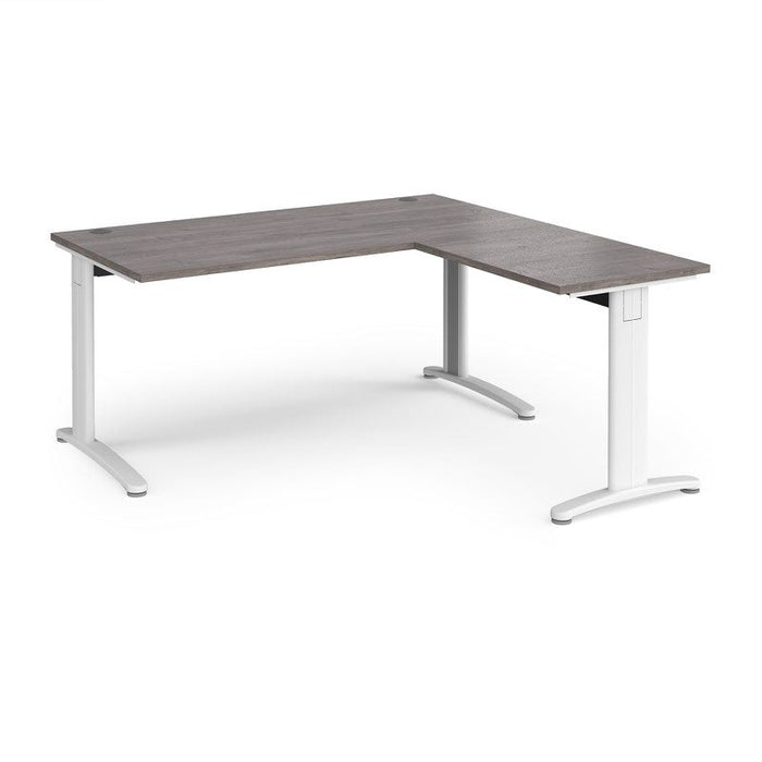 TR10 rectangular office desk with 800mm return desk Desking Dams Grey Oak White 1600mm x 1600mm