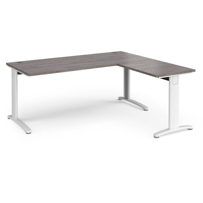 TR10 rectangular office desk with 800mm return desk Desking Dams Grey Oak White 1800mm x 1600mm