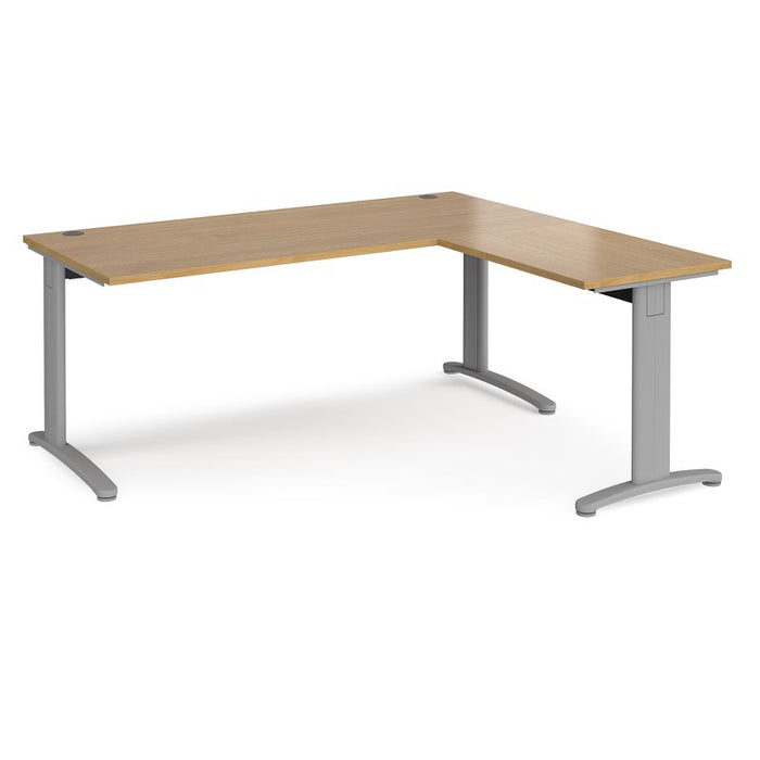 TR10 rectangular office desk with 800mm return desk Desking Dams Oak Silver 1800mm x 1600mm