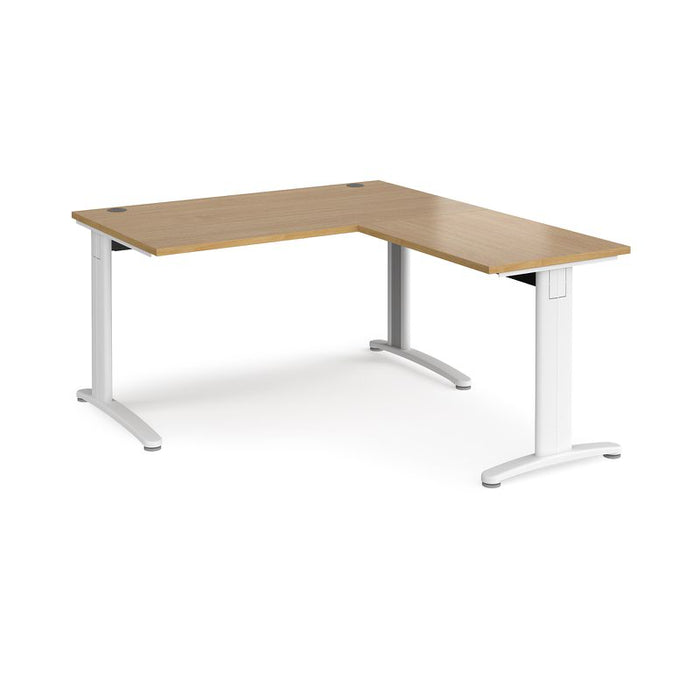TR10 rectangular office desk with 800mm return desk Desking Dams Oak White 1400mm x 1600mm