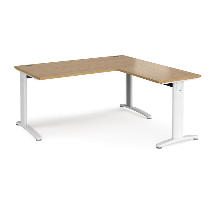 TR10 rectangular office desk with 800mm return desk Desking Dams Oak White 1600mm x 1600mm