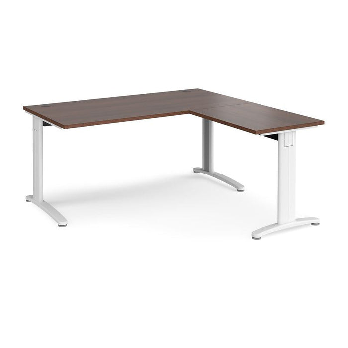TR10 rectangular office desk with 800mm return desk Desking Dams Walnut White 1600mm x 1600mm