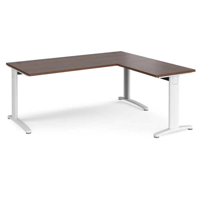 TR10 rectangular office desk with 800mm return desk Desking Dams Walnut White 1800mm x 1600mm