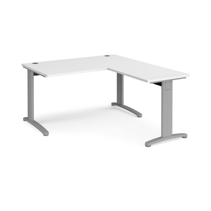 TR10 rectangular office desk with 800mm return desk Desking Dams White Silver 1400mm x 1600mm