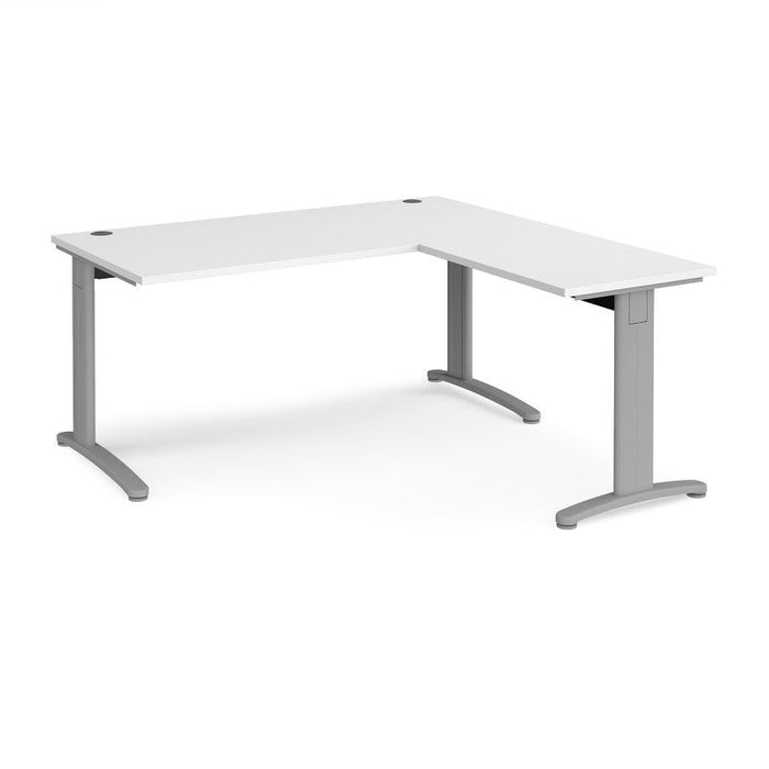 TR10 rectangular office desk with 800mm return desk Desking Dams White Silver 1600mm x 1600mm