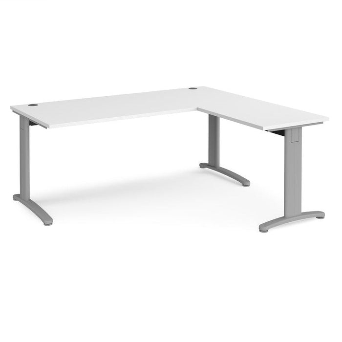 TR10 rectangular office desk with 800mm return desk Desking Dams White Silver 1800mm x 1600mm