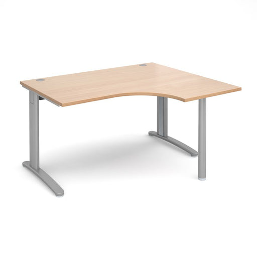 TR10 right hand ergonomic corner desk Desking Dams Beech Silver 1400mm x 1200mm