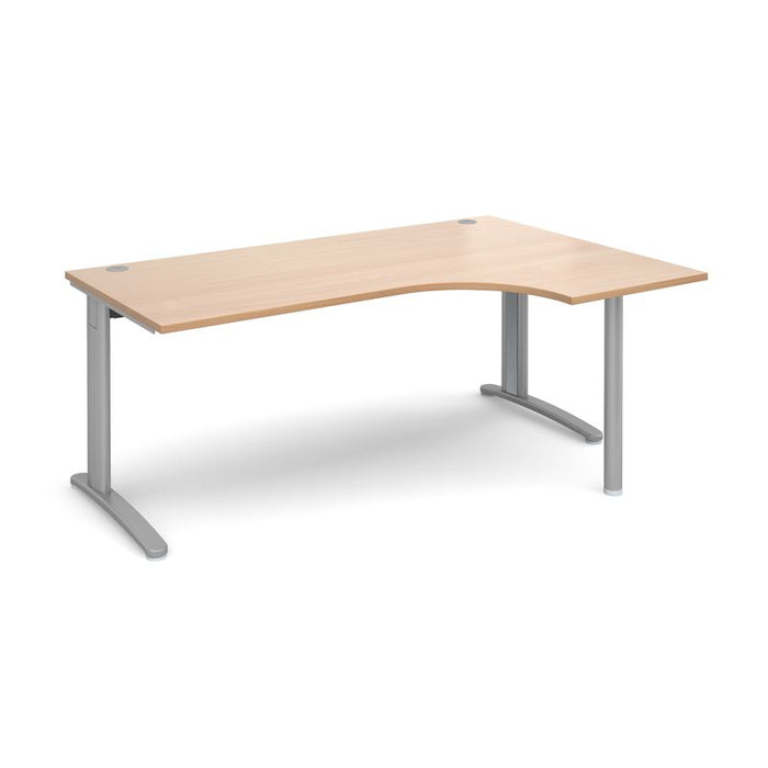 TR10 right hand ergonomic corner desk Desking Dams Beech Silver 1800mm x 1200mm