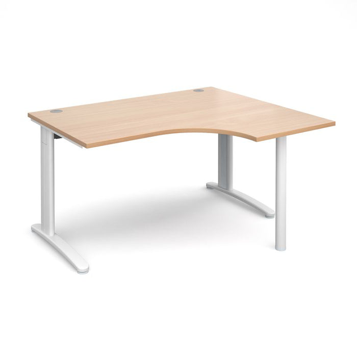 TR10 right hand ergonomic corner desk Desking Dams Beech White 1400mm x 1200mm