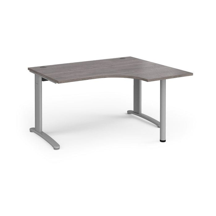 TR10 right hand ergonomic corner desk Desking Dams Grey Oak Silver 1400mm x 1200mm