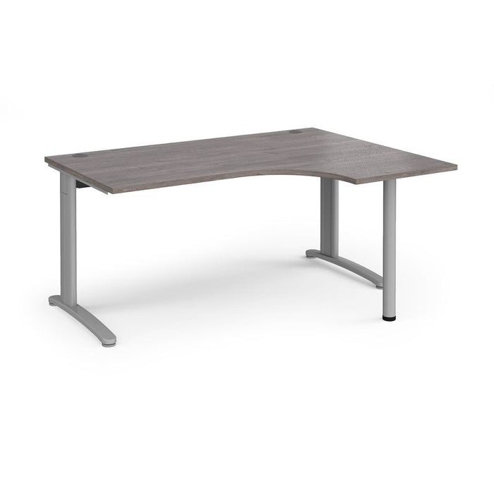 TR10 right hand ergonomic corner desk Desking Dams Grey Oak Silver 1600mm x 1200mm