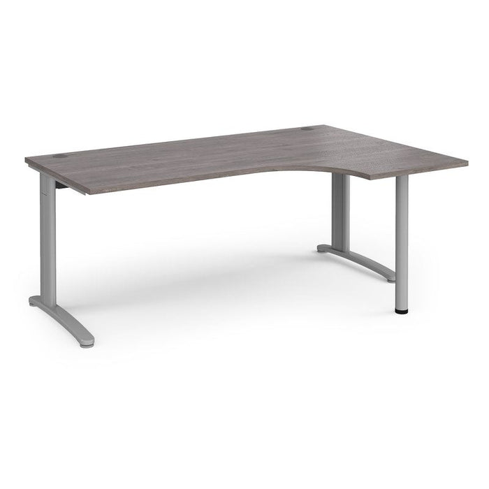 TR10 right hand ergonomic corner desk Desking Dams Grey Oak Silver 1800mm x 1200mm