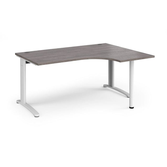 TR10 right hand ergonomic corner desk Desking Dams Grey Oak White 1600mm x 1200mm