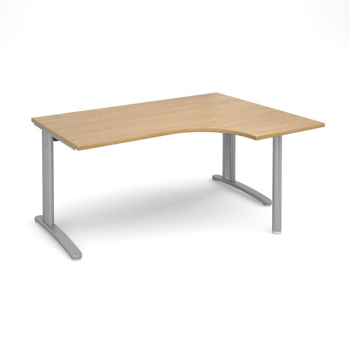 TR10 right hand ergonomic corner desk Desking Dams Oak Silver 1600mm x 1200mm