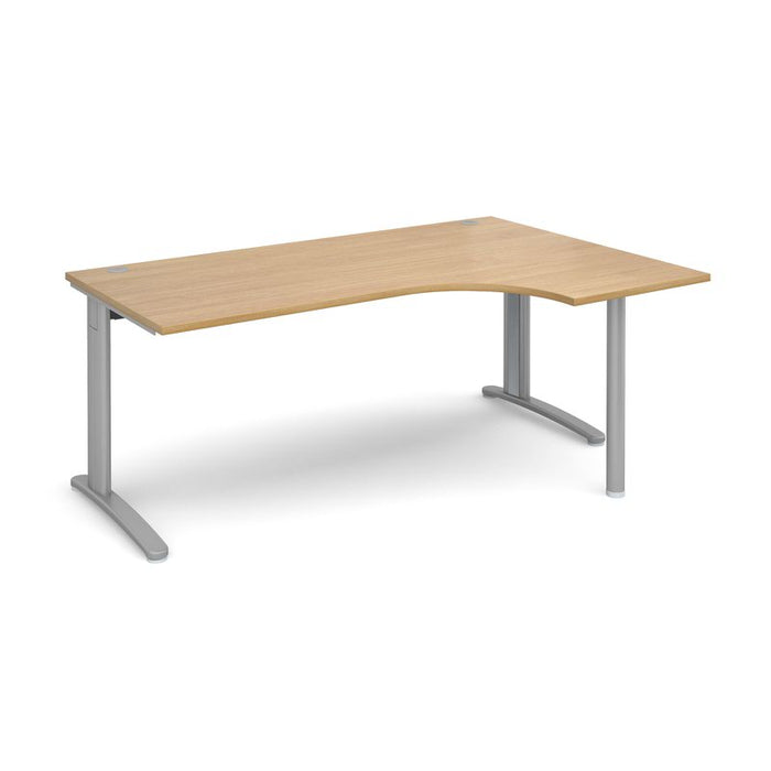 TR10 right hand ergonomic corner desk Desking Dams Oak Silver 1800mm x 1200mm