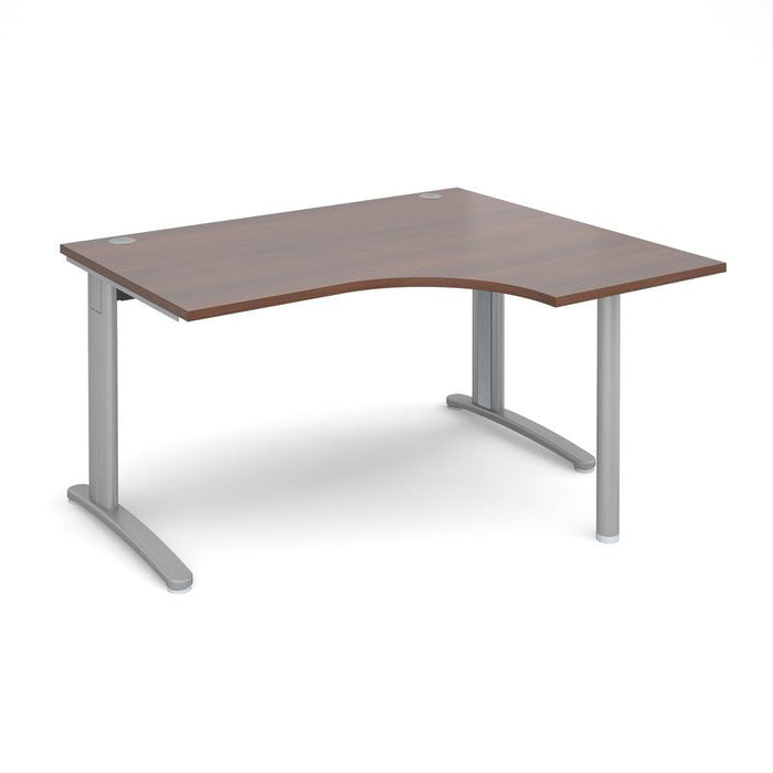 TR10 right hand ergonomic corner desk Desking Dams Walnut Silver 1400mm x 1200mm