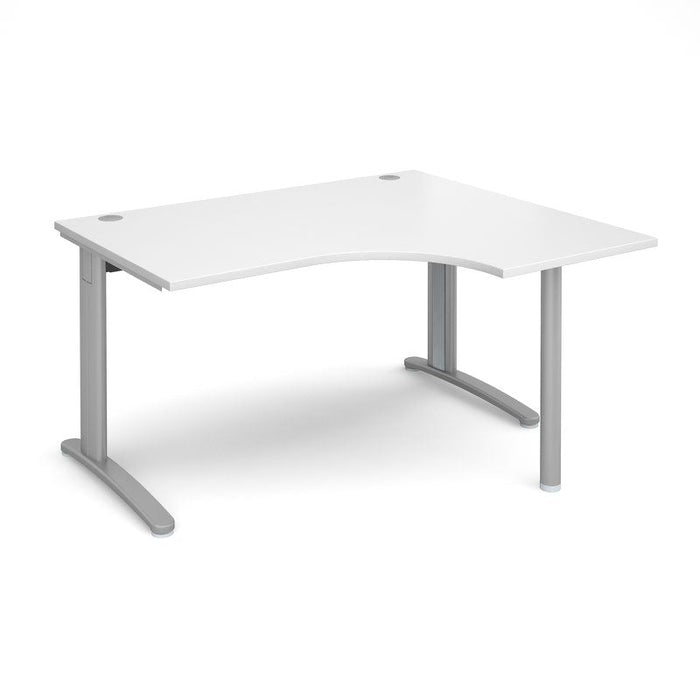 TR10 right hand ergonomic corner desk Desking Dams White Silver 1400mm x 1200mm