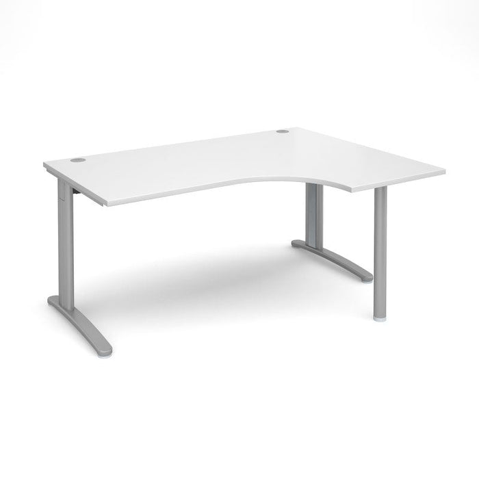 TR10 right hand ergonomic corner desk Desking Dams White Silver 1600mm x 1200mm