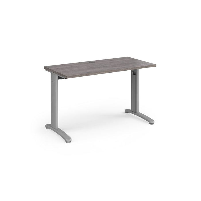 TR10 straight narrow office desk Desking Dams Grey Oak Silver 1200mm x 600mm