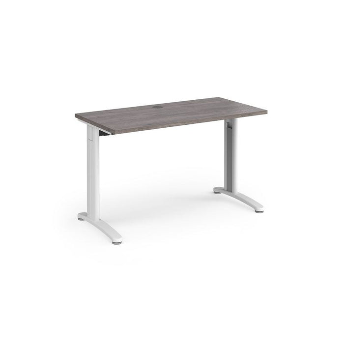 TR10 straight narrow office desk Desking Dams Grey Oak White 1200mm x 600mm