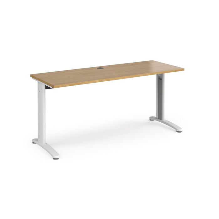 TR10 straight narrow office desk Desking Dams Oak White 1600mm x 600mm