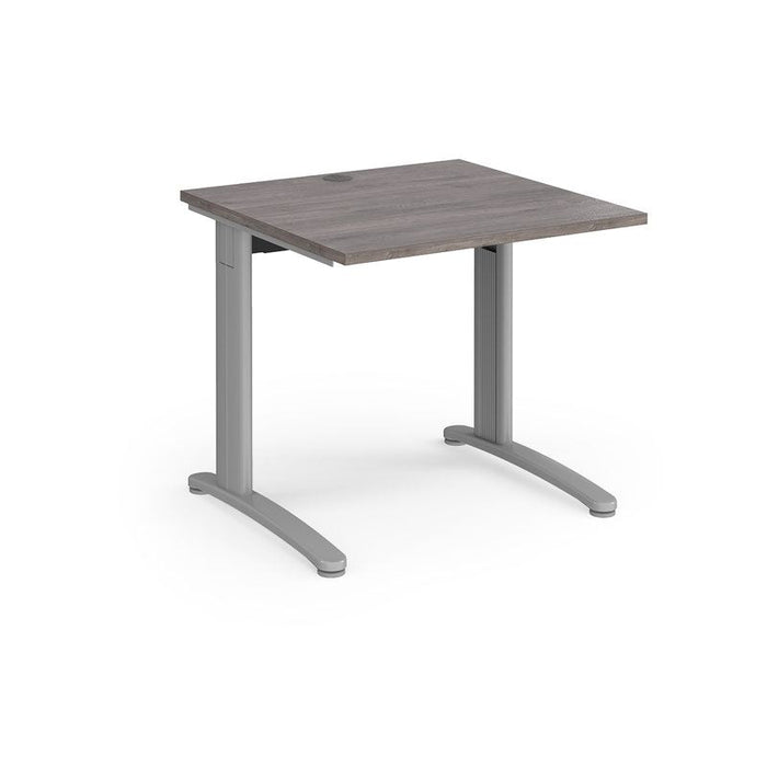 TR10 straight office desk Desking Dams Grey Oak Silver 800mm x 800mm