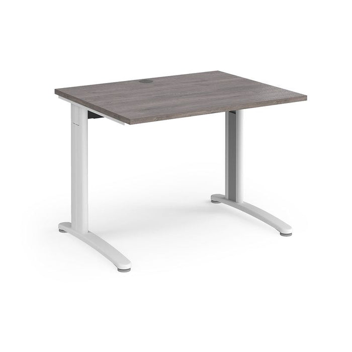 TR10 straight office desk Desking Dams Grey Oak White 1000mm x 800mm