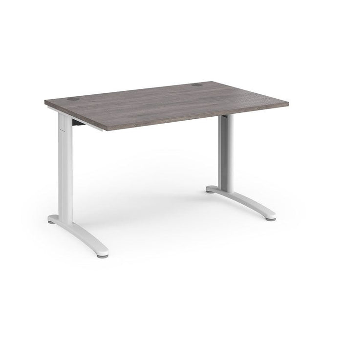 TR10 straight office desk Desking Dams Grey Oak White 1200mm x 800mm