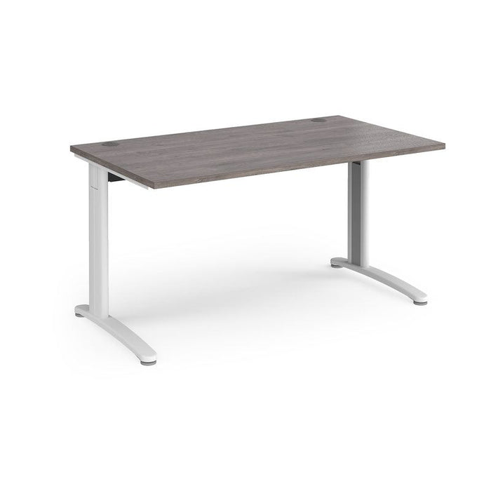 TR10 straight office desk Desking Dams Grey Oak White 1400mm x 800mm