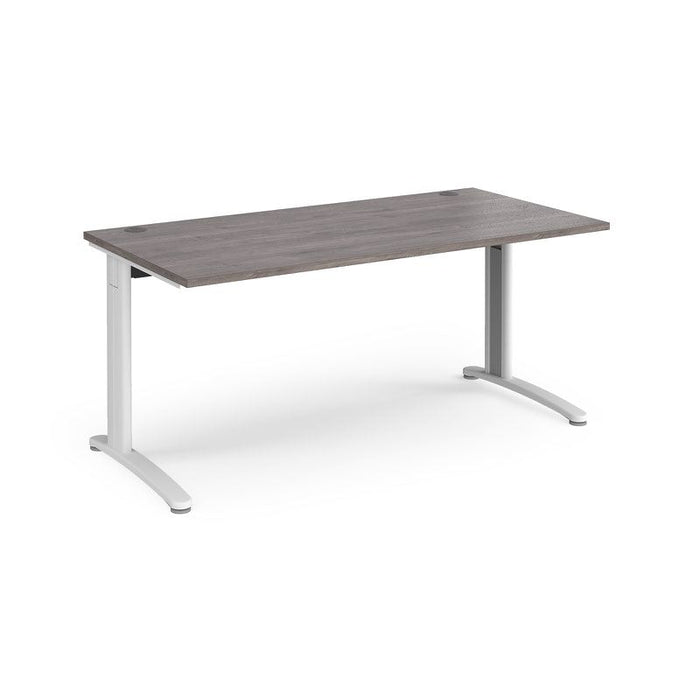 TR10 straight office desk Desking Dams Grey Oak White 1600mm x 800mm