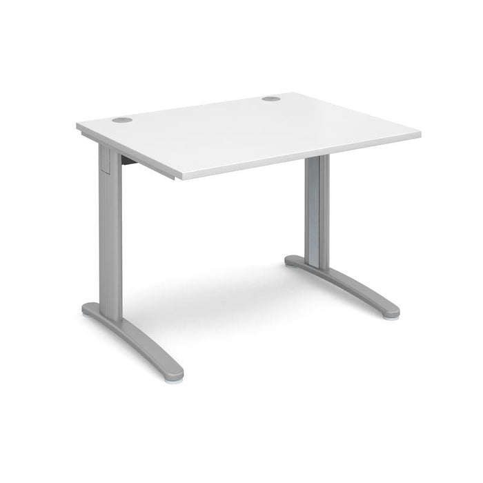 TR10 straight office desk Desking Dams White Silver 1000mm x 800mm