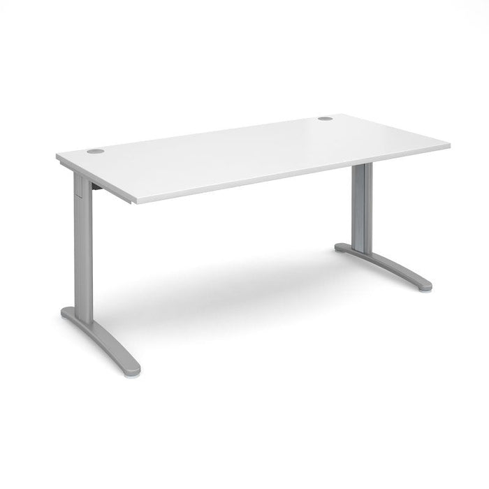 TR10 straight office desk Desking Dams White Silver 1600mm x 800mm