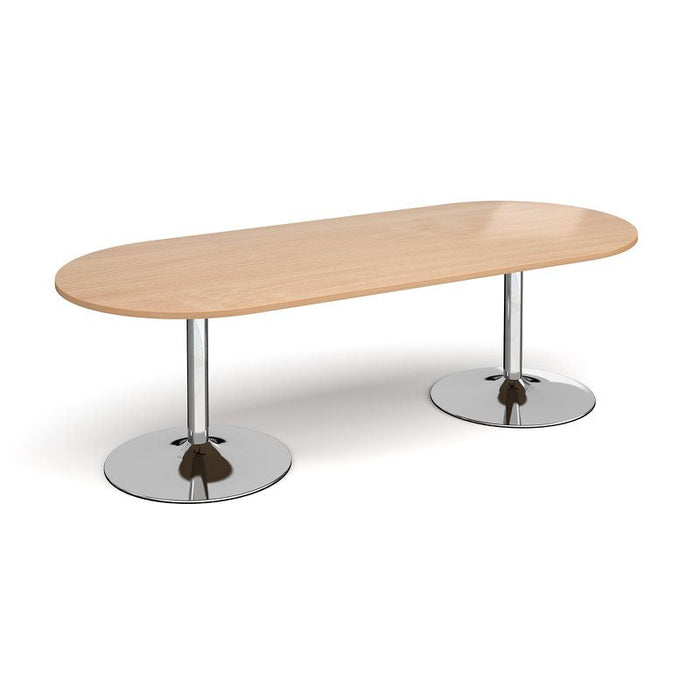 Trumpet base radial end boardroom table 2400mm x 1000mm Tables Dams Beech Chrome 