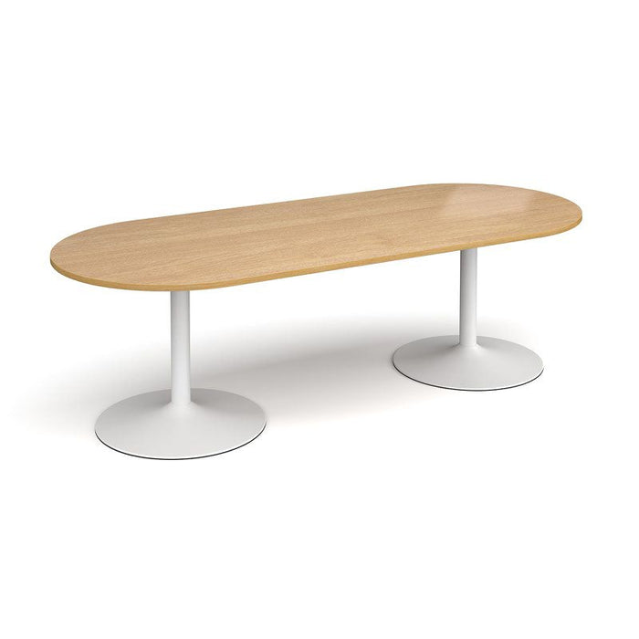 Trumpet base radial end boardroom table 2400mm x 1000mm Tables Dams Oak White 