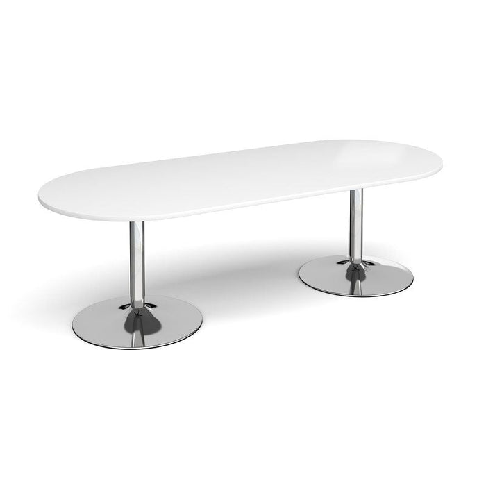 Trumpet base radial end boardroom table 2400mm x 1000mm Tables Dams White Chrome 