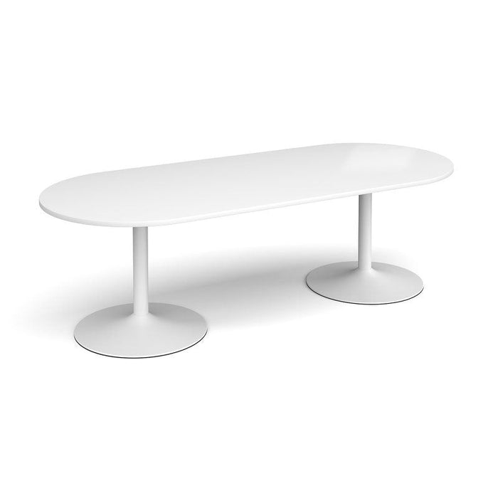 Trumpet base radial end boardroom table 2400mm x 1000mm Tables Dams White White 